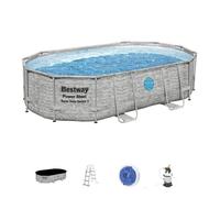 Kit Piscine hors sol tubulaire BESTWAY - Steel Pro Max™ - 488 x 305 x 107 cm - Ovale (Filtre à sable, bâche, échelle)