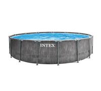 Kit Piscine hors sol tubulaire INTEX - Pris Frame - 457 x 122 cm - Ronde (Pompe, bâche, tapis de sol et échelle) - 26742NP