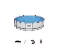 Piscine hors sol ronde Bestway Steel Pro Max 561FJ 549 x 132 cm avec filtre à cartouche, échelle, bâche