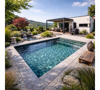 Kit piscine Luxe bloc polystyrène 9 x 4 x 1.50 m : avec liner pierre de bali