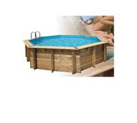 Ubbink Piscine Océa 580 – Hors-sol/Semi-enterrée/Enterrée – Bois H120 cm Liner bleu – 15 ans