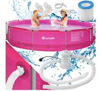 KIT PISCINE - TECTAKE - Piscine SUMMERTIME avec Cadre en Acier solide Pompe à filtre incluse 360 x 76 cm - Rose Vif