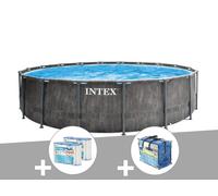 Kit piscine tubulaire Intex Baltik ronde 4,57 x 1,22 m + Bâche à bulles + 6 cartouches de filtration