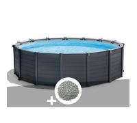 Kit piscine tubulaire Intex Graphite ronde 4,78 x 1,24 m + 10 kg de zéolite