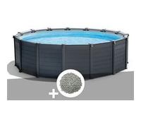 Kit piscine tubulaire Intex Graphite ronde 4,78 x 1,24 m + 10 kg de zéolite