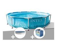 Kit piscine tubulaire Intex Metal Frame Ocean ronde 3,05 x 0,76 m + Bâche de protection + Bâche à bulles G