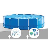 Kit piscine tubulaire Intex Metal Frame ronde 4,57 x 1,22 m + Kit de traitement au chlore + Kit d'entretien