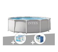Kit piscine tubulaire Intex Prism Frame ronde 3,66 x 0,99 m + Bâche à bulles + 6 cartouches de filtration