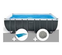 Kit piscine tubulaire Intex Ultra XTR Frame rectangulaire 5,49 x 2,74 x 1,32 m + Bâche à bulles + 10 kg de zéolite G