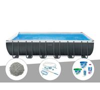 Kit piscine tubulaire Intex Ultra XTR Frame rectangulaire 7,32 x 3,66 x 1,32 m + 20 kg de z?olite + Kit de traitement au chlore + Kit d'entretien