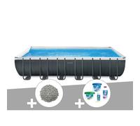Kit piscine tubulaire Intex Ultra XTR Frame rectangulaire 7,32 x 3,66 x 1,32 m + 20 kg de zéolite + Kit de traitement au chlore