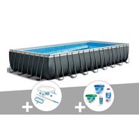 Kit piscine tubulaire Intex Ultra XTR Frame rectangulaire 9,75 x 4,88 x 1,32 m + Kit de traitement au chlore + Kit d'entretien