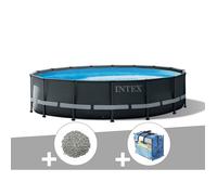 Kit piscine tubulaire Intex Ultra XTR Frame ronde 4,88 x 1,22 m + Bâche à bulles + 20 kg de zéolite