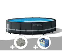 Kit piscine tubulaire Intex Ultra XTR Frame ronde 4,88 x 1,22 m + Bâche à bulles + 20 kg de zéolite
