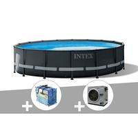 Kit piscine tubulaire Intex Ultra XTR Frame ronde 4,88 x 1,22 m + Bâche à bulles + Pompe à chaleur