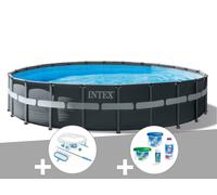 Kit piscine tubulaire Intex Ultra XTR Frame ronde 7,32 x 1,32 m + Kit d'entretien + Kit de traitement au chlore