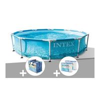 Kit piscine tubulaire Metal Frame Ocean ronde 3,05 x 0,76 m + Bâche à bulles + 6 cartouches de filtration