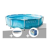 Kit piscine tubulaire Metal Frame Ocean ronde 3,05 x 0,76 m + Bâche de protection + Bâche à bulles