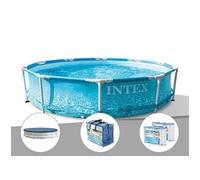 Kit piscine tubulaire Metal Frame Ocean ronde 3,05 x 0,76 m + Bâche de protection + Bâche à bulles + 6 cartouches de filtration