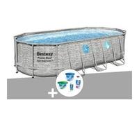 Kit piscine tubulaire ovale Bestway Power Steel SwimVista avec hublots 5,49 x 2,74 x 1,22 m + Kit de traitement au chlore
