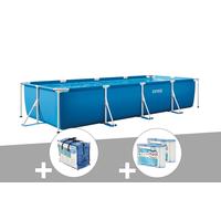Kit piscine tubulaire rectangulaire 3,00 x 2,00 x 0,75 m + Bâche à bulles + 6 cartouches - Intex