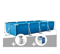 Kit piscine tubulaire rectangulaire 4,50 x 2,20 x 0,84 m + Filtration à cartouche + Bâche à bulles
