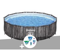Kit piscine tubulaire ronde Bestway Steel Pro Max décor bois, 4,27 x 1,07 m + Kit de traitement au chlore