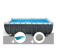 Kit piscine tubulaire Ultra XTR Frame rectangulaire 5,49 x 2,74 x 1,32 m + Bâche à bulles + 10 kg de zéolite