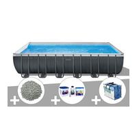 Kit piscine tubulaire Ultra XTR Frame rectangulaire 7,32 x 3,66 x 1,32 m + Bâche à bulles + 20 kg de zéolite + Kit de traitement au chlore