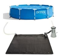 Kit piscinette metal frame ronde tubulaire (ø)3,66 x (h)0,76m et chauffage solaire