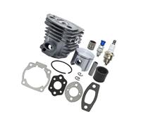 Kit Piston-Cylindre 46 mm Compatible avec tronçonneuses 55 et 51, Comprenant soupape de décompression, Manchon d'admission, Joint, roulement à Aiguilles et Jeu de Bougies.