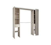 Kit placard avec rideau coloris chene shannon - 115 x 203 x 50 cm --