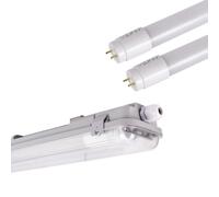 Kit plafonnier étanche double 120 cm + 2 tubes LED T8 18 W - 6000 K