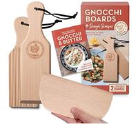 Kit planche à gnocchi et pagaies à beurre avec livre de recettes,Machine à pâtes cadeau pour les cuisiniers,Soyez un expert beurrier et une machine à gnocchi avec cet ensemble d'outils à pâtes en bois