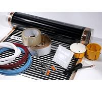 Kit plancher chauffant électrique avec Thermostat WiFi | Film chauffant infrarouge 150-220W/m², largeur 50, 80, 100cm (12m², 220W/m², larg. 80cm)