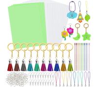 Kit Plastique Fou 280pcs Avec 4 Feuilles Luminescentes,16 Plastique Fou Transparent, 260accessoires D'artisanat- Créez Bijoux Et Accessoires Diy (Étuis, Boucles D'oreilles, Porte-Clefs)