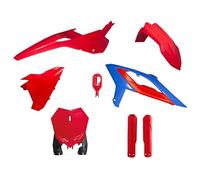 KIT Plastiques Motocross 6 PIÈCES (avec PARASTES Factory ET Porte-MAMBRE) RX Beta Rouge Bleu