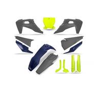 Kit plastiques UFO jaune fluo/bleu/gris - Husqvarna