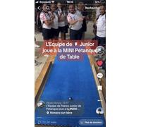 Kit Pliant de Mini Pétanque de Table (Sac à Dos) (Tapis Bleu)