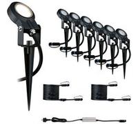 Kit Plug & Shine Projecteur de jardin LED Sting Kit de 6 IP67 rond 52mm 3000K 6x6,4W 6x270lm 230/24V Anthracite Aluminium Anthracite G