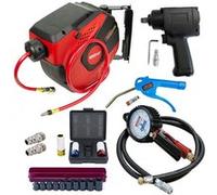 kit pneumatique avec manometre de gonflage enrouleur cle a choc 19pcs - Oc-pro G