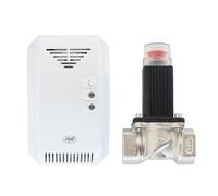 Kit PNI Safe House 230 Comprenant Un détecteur de gaz et Une électrovanne (3/4 Pouce), avec Alarme sonore et visuelle