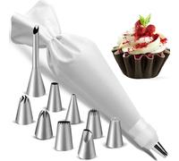 Kit Poches à Douille,Poche à Douille Premium,Set de Poche a Douille Patisserie avec 9 Douilles en Inox & 1 Adaptateur,Poche à Douille Réutilisable,Idéales pour DIY Cupcake et Décoration de Gâteaux.