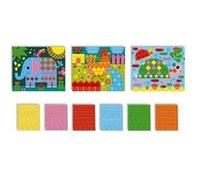 Kit pochette mosaiques en mousse 3 tableaux animaux - 6 couleurs formes geometriques - set loisir creatif enfant 3 ans + carte