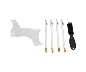 Kit pochoir pour modeler la barbe avec 4 crayons de coiffeur Outils de modélisation pour modeler la barbe à plusieurs courbes (Blanc)