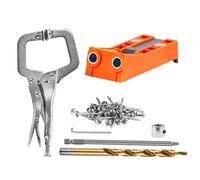 kit Pocket Hole Jig 50 pièces - Double trou de poche avec embout d'entraînement carré & pinces C - Guide de perçage pour chevilles - Perçage de trous de poche et de trous obliques - Guide de perçage p