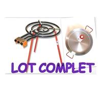 Kit Poêle à Paella - LA IDEAL - Ø60 cm - Brûleur Ø40 cm - Acier poli - Rouge