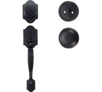 Kit poignée de porte et verrou SucceBuy pour la porte d'entrée, kit serrure en cuivre antique avec bouton intérieur, distance des trous réglable, kit poignée de porte à cylindre unique pour entrée à d