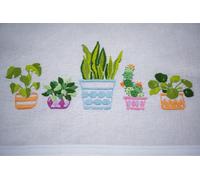 Kit point bourdon estampé Vervaco nappe "Zimmerpflanzen", 80x80cm, DIY