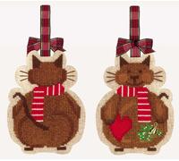 Kit point compté Le Bonheur des Dames "Décoration Noël Chat Avec Foulard", 8x11cm, DIY